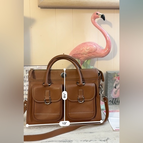 Dooney & Bourke Double Pocket Tote Brown Pebbled Leather - Picture 11 of 12